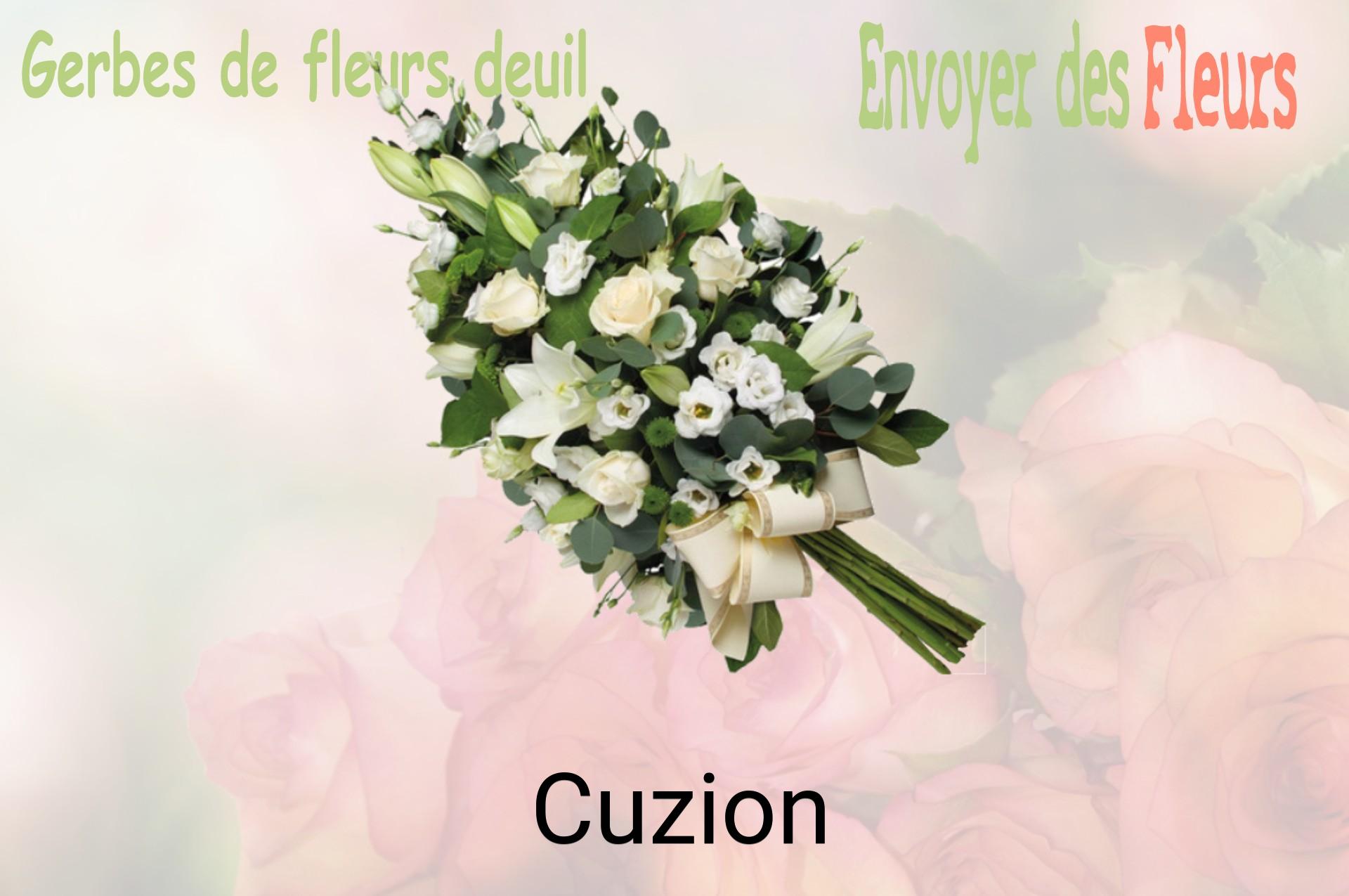 Gerbe de fleurs de deuil livrée à Cuzion
